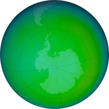 Antarctic ozone map for 2016-12